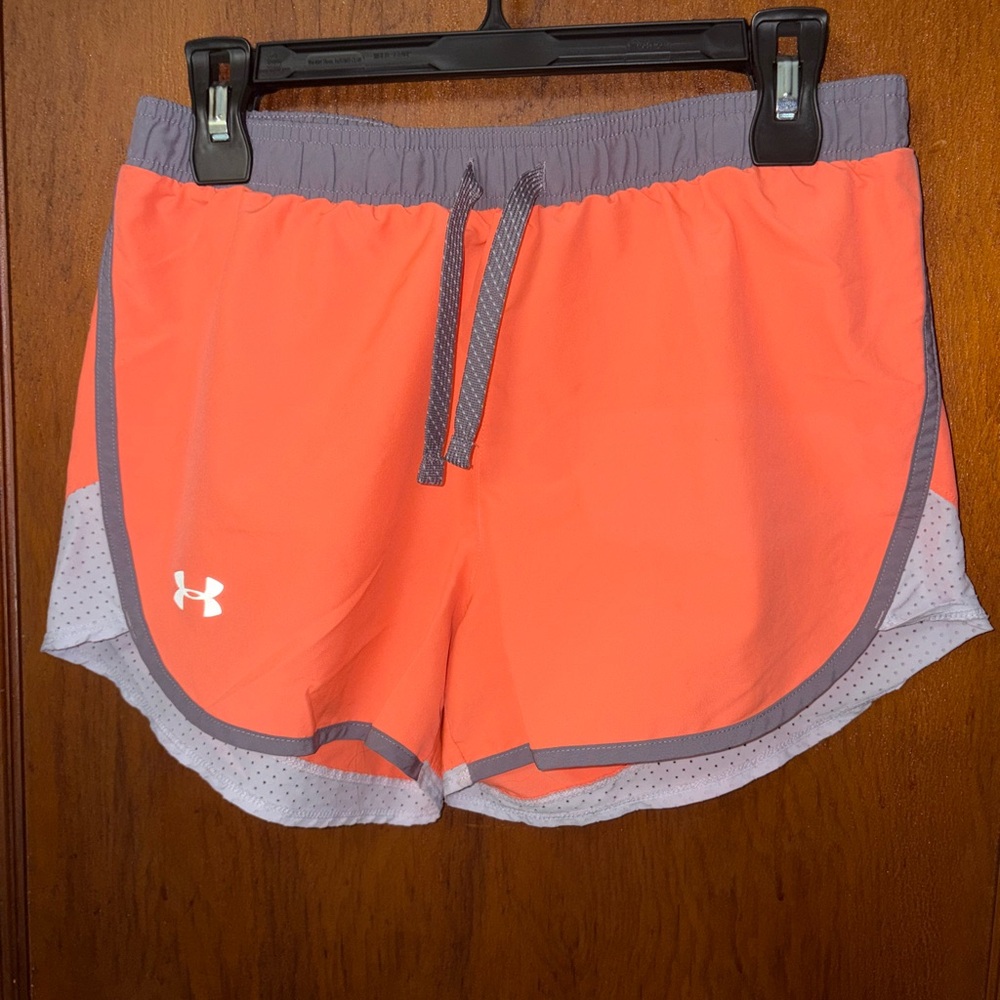 Under Armour Athletic Shorts Gray and Orange Lightweight Breathable